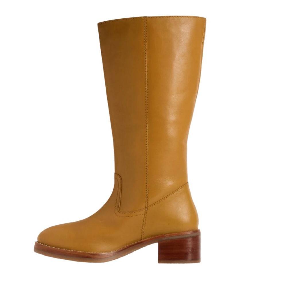 New Frye Camryn Tall Leather Equestrian Pull On Boots Banana - Picture 7 of 12